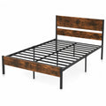 Lit double en métal et MDF marron 200x140 cm