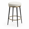 Tabouret en métal noir avec siège en tissu beige