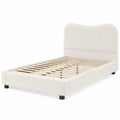 Lit simple en tissu beige avec tête de lit incurvée 200x90 cm