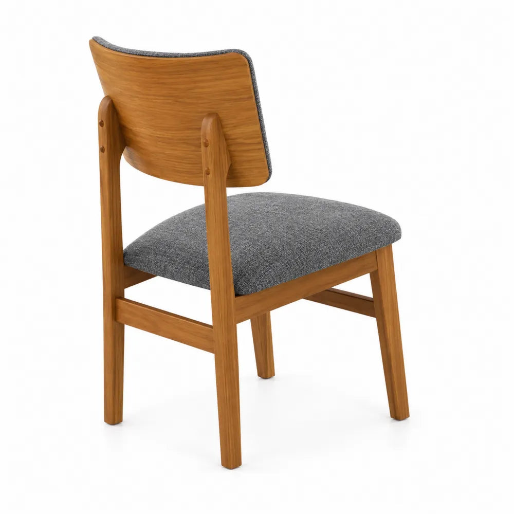 Chaise en bois avec assise en tissu gris