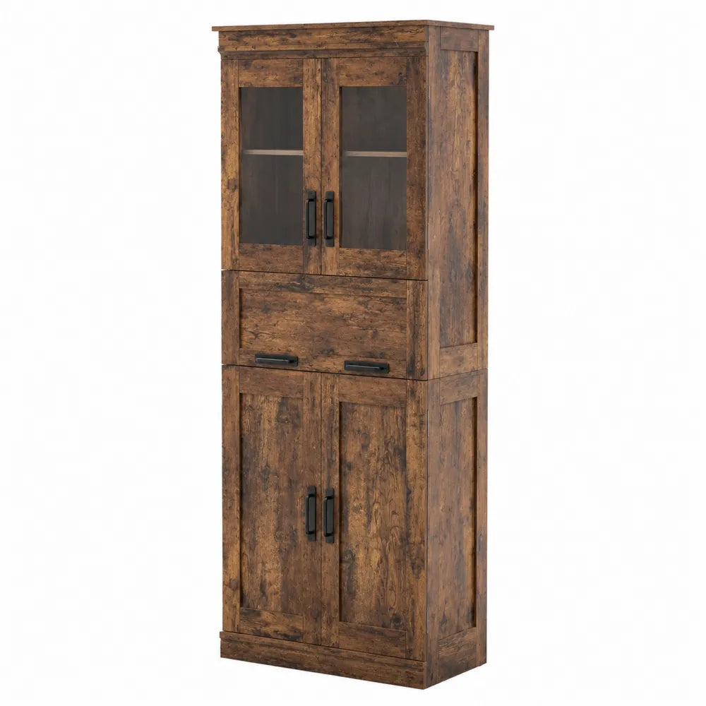 Armoire en bois avec portes en verre trempé