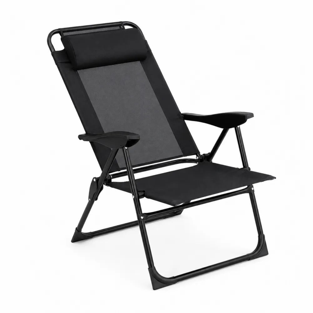 Chaise pliante en métal et tissu Noir
