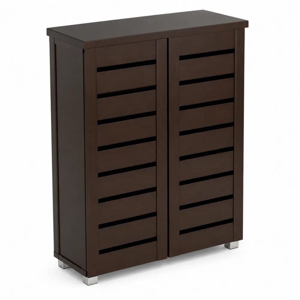 Meuble à chaussures en bois Marron avec portes battantes