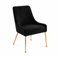 Chaise en velours noir avec pieds en métal doré