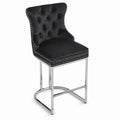 Chaise de bar en velours avec structure en métal hauteur 75 cm