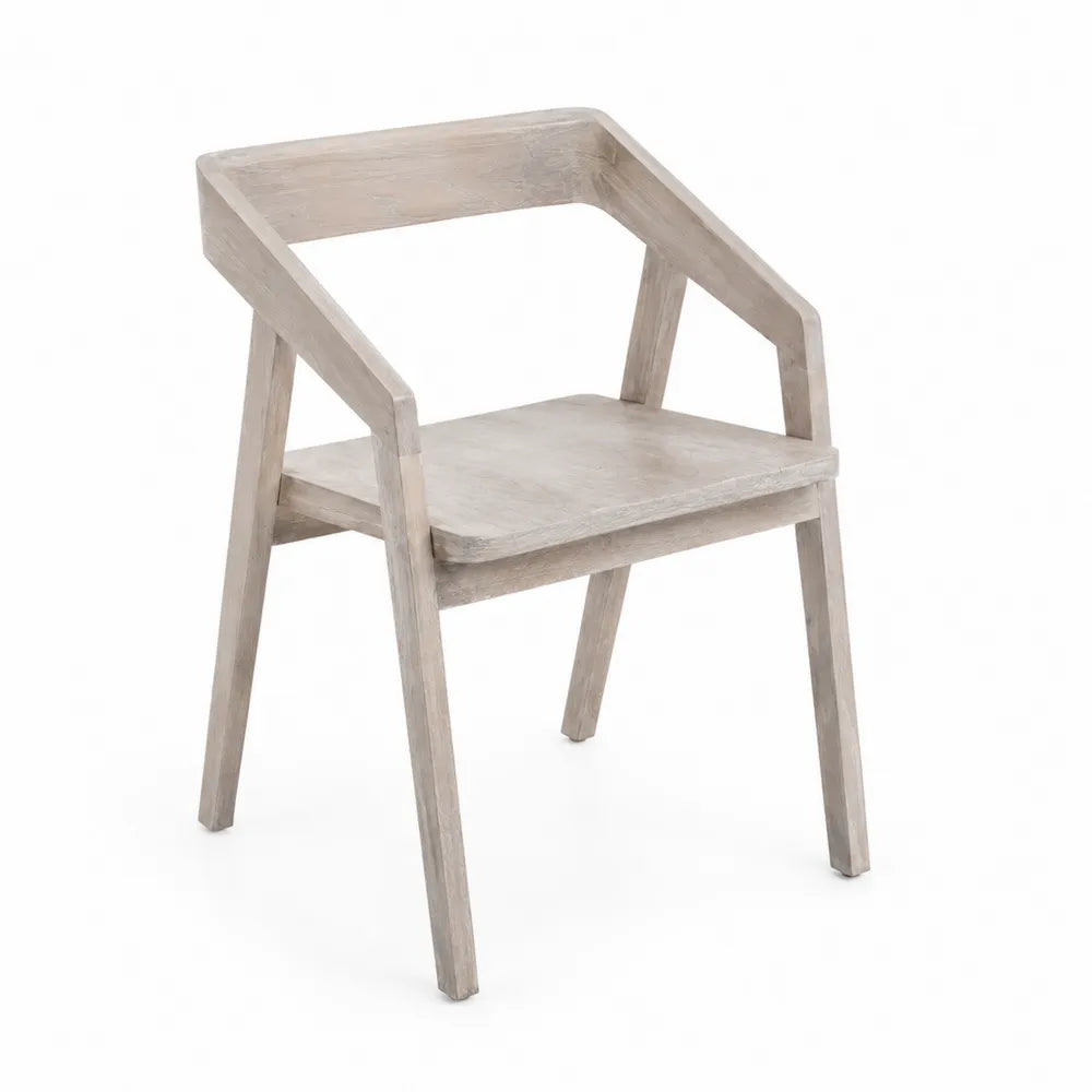 Chaise en bois avec accoudoirs Gris clair