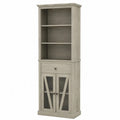 Bibliothèque en bois avec portes en verre trempé Gris 190cm
