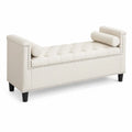 Banc en cuir PU Crème 140 cm avec coussins