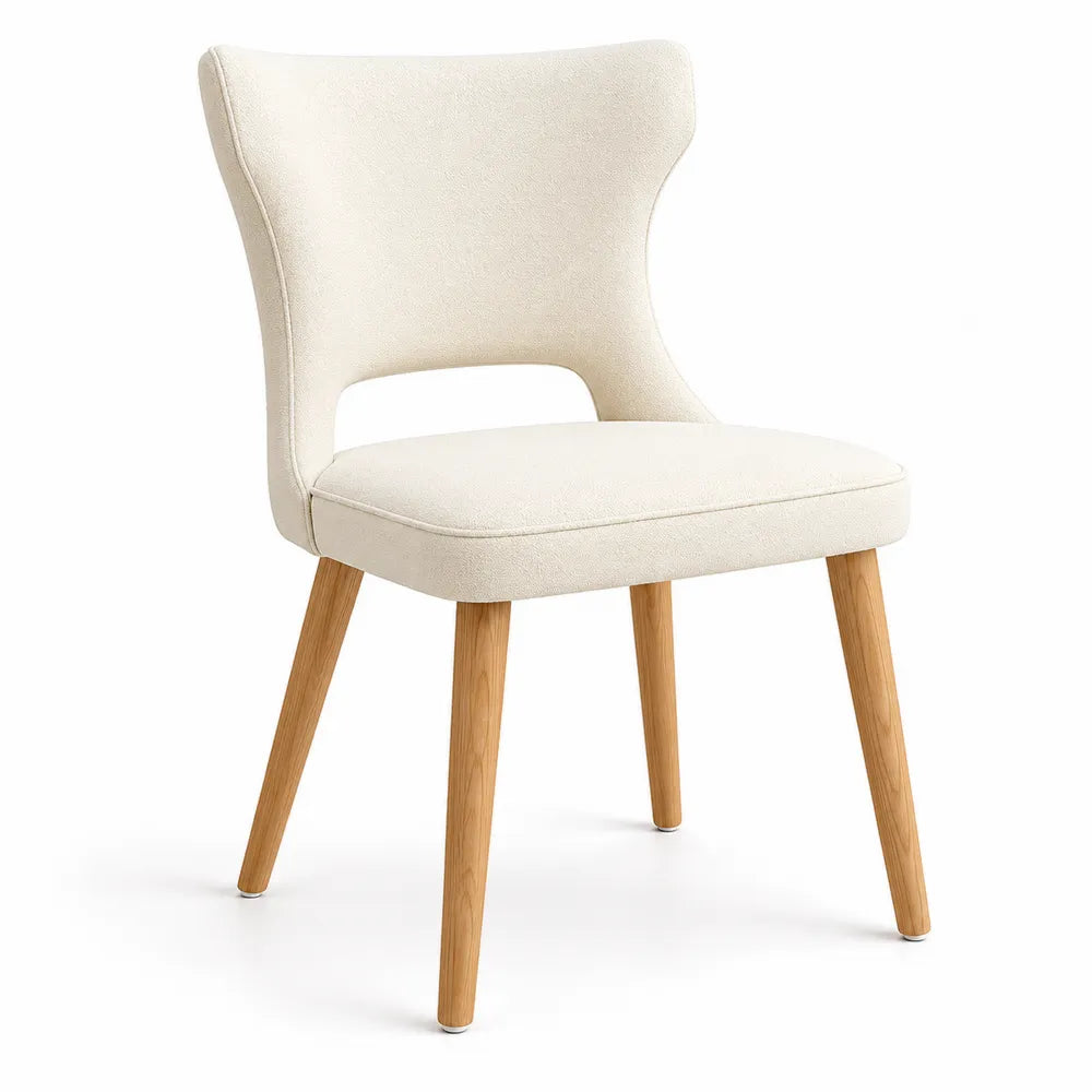 Chaise en bois et tissu Blanc cassé 80 cm