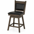 Tabouret de bar pivotant en bois avec assise en cuir synthétique noir
