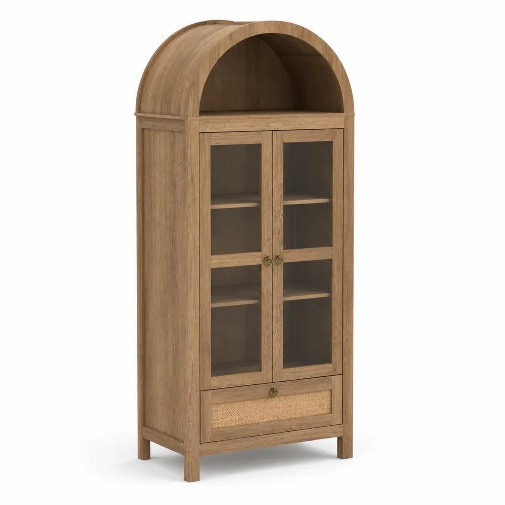 Armoire en Bois avec Portes en Verre Trempé