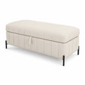 Banc de rangement en similicuir beige avec pieds en acier