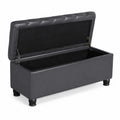 Banc de rangement en similicuir noir