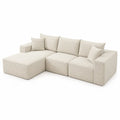 Canapé d'angle en tissu côtelé Beige