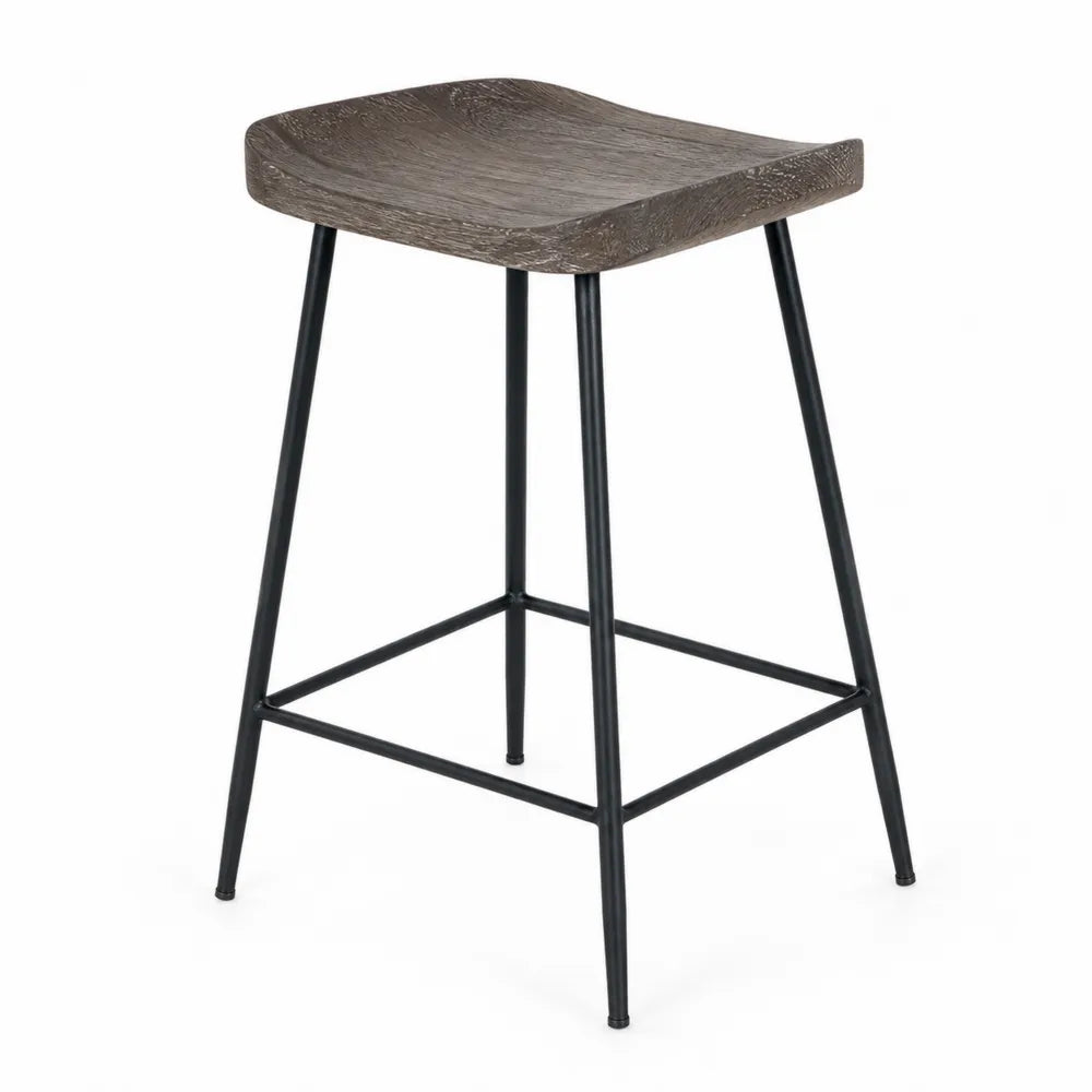 Tabouret de bar en bois et métal noir 75cm