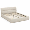 Lit double en bois et tissu beige 160x200 cm