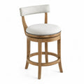 Tabouret de bar en chêne pivotant avec revêtement lin