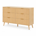Commode en bois avec 6 tiroirs en chêne clair