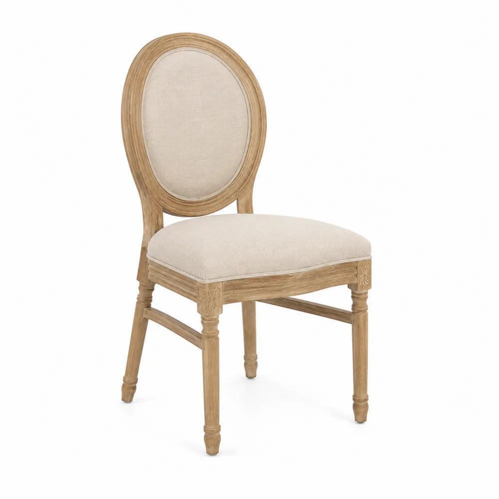 Chaise en bois avec assise en tissu beige