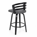 Tabouret de bar rotatif en bois avec coussin en similicuir