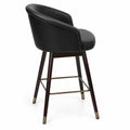 Tabouret de bar en cuir synthétique et bois avec repose-pieds