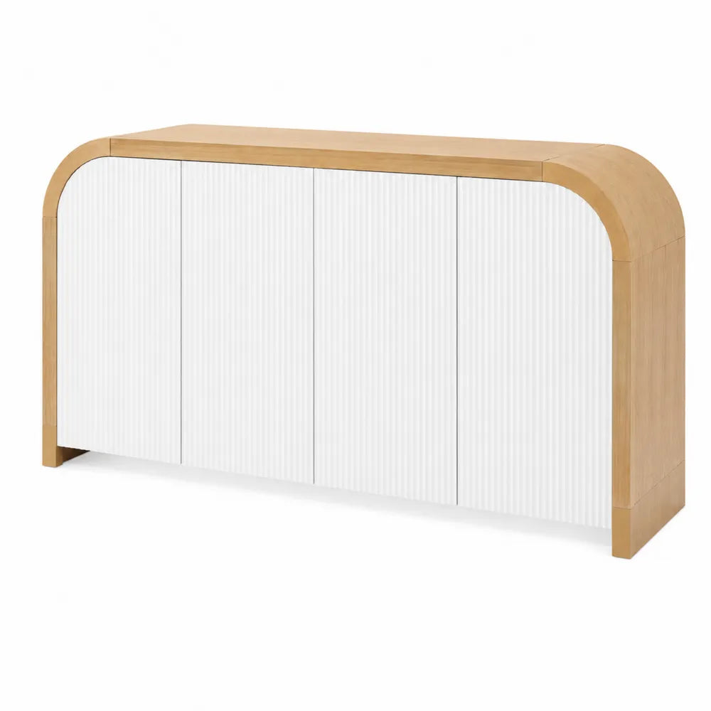 Buffet en bois et MDF avec portes blanches 160x40x75 cm