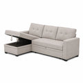 Canapé d'angle en tissu polyester beige avec rangement