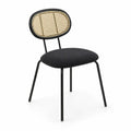 Chaise en métal avec dossier en rotin et coussin en polyester